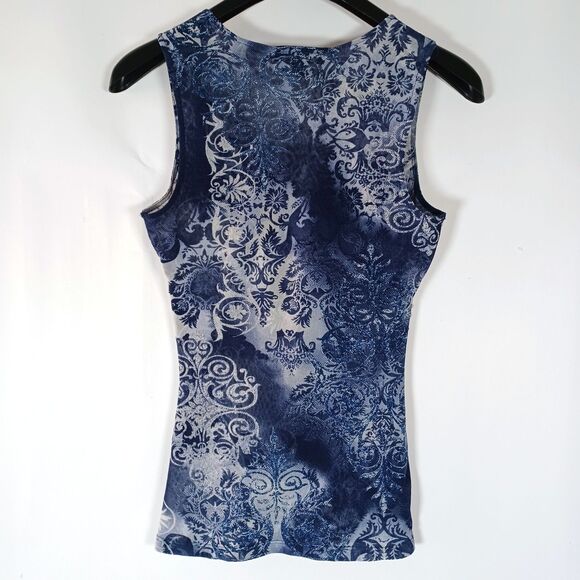 I.N.C. Babydoll Y2k Style Top Medium Floral Mesh 90s Semi Sheer Ruched Boho - Picture 5 of 6